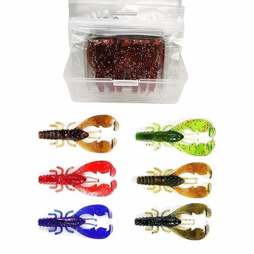 36 Pack TPR Floating Crawfish Soft Lures, 3 in - 1/8oz 6 Colors Realistic Soft Baits with Shrimp Scent for Bass Fishing - Image 1