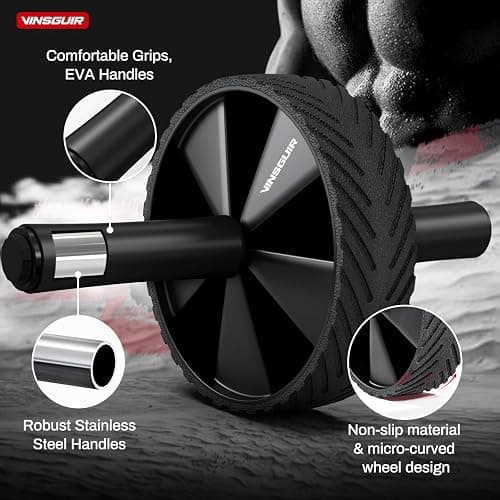 Vinsguir Ab Roller Wheel - Ab Workout Equipment for Difficult Abdominal & Core Strength Training, Home Gym Fitness Equipment, Exercise Wheel for Men Women (Black) thumbnail 4