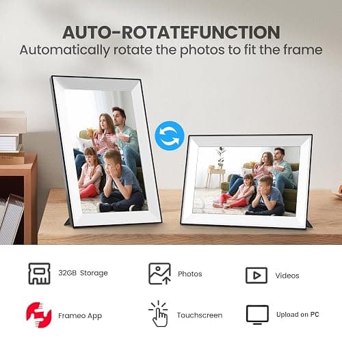 Frameo Digital Picture Frame 10.1 Inch Smart WiFi Digital Photo Frame, IPS Touch Screen, 32GB, Electronic Slideshow, Load from Phone App, Auto-Rotate, for Grandparents & Mothers Day thumbnail 4