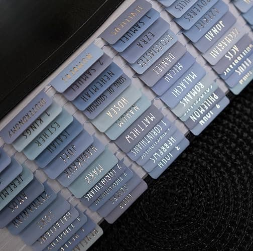 UPAFEXXI-Laminated Bible Tabs (Gold Foil Embossed Lettering), Bible Tabs for Women and Men, Reposition Large Print Stickers, Easy to Read and Apply, 80Chapters Labels for Easy Navigation(Blue) thumbnail 4