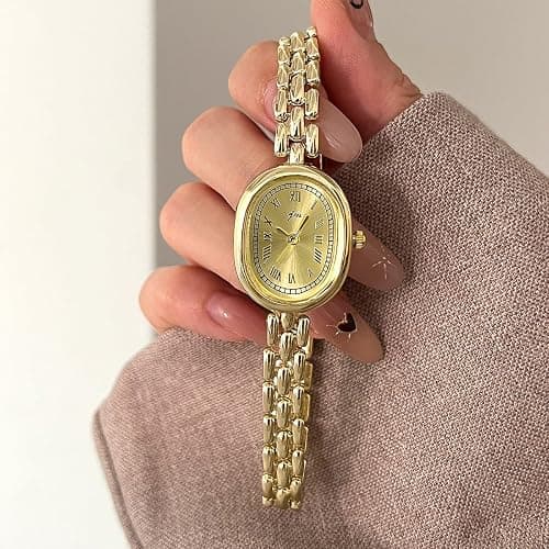 PASOY Women’s Bracelet Watch Small Face – Elegant Oval Quartz Analog Wristwatch with Metal Link Band, Gold & Silver Options, Slim Roman Numeral Dial Dress Watch for Ladies thumbnail 3