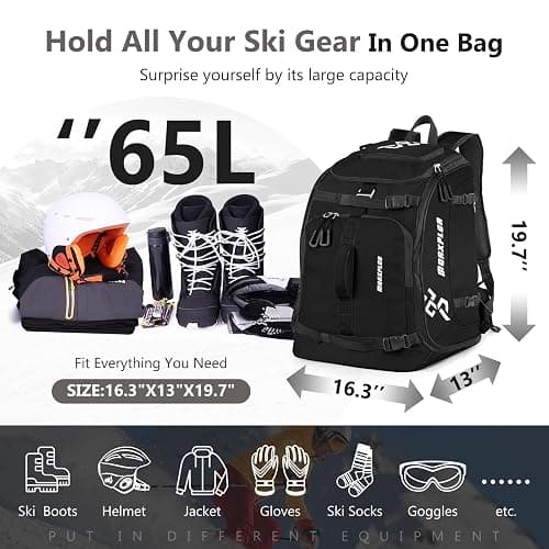 MORXPLOR Ski Boot Bag - 65L Padded, Waterproof Ski Travel Backpack for Gear & Accessories thumbnail 2