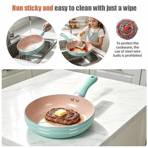 Cicicooie Kids Cooking Sets Real Easy Montessori Kitchen Safe Tools Making for Beginner Cooking Educational (Green) thumbnail 6