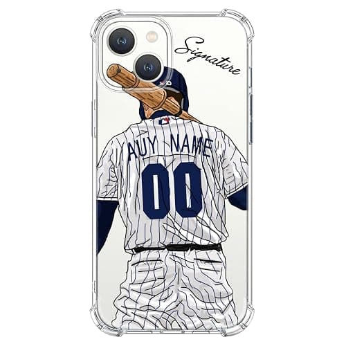 VNGDA Custom Name & Number Crystal Clear Baseball Case for iPhone 17 Air 16 15 Pro Max 14 13 Mini 12 11 Xs Xr SE3 8 7 6 Plus，with 4 Shockproof Corners Customized Transparent Case(New York A) - Image 1