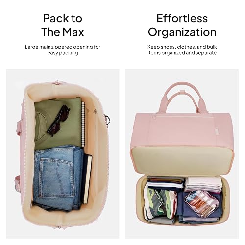 TOPEAST Travel Duffle Bag, Weekender Bags for Women with Shoe Compartment | 40L Carry On Bag with TSA Toiletry Bag & Wet Pocket for Overnight, Weekend, Hospital, Yoga, Business Trips, Sport, Gym, Pink thumbnail 4