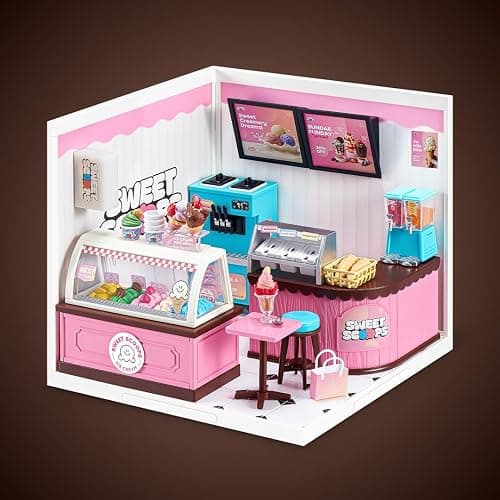 Mini Brands Mini Spaces Sweet Scoop By ZURU | DIY Mini Spaces build & customize kit; light-up miniature ice cream shop scene; display Mini Brands miniatures and figures thumbnail 4