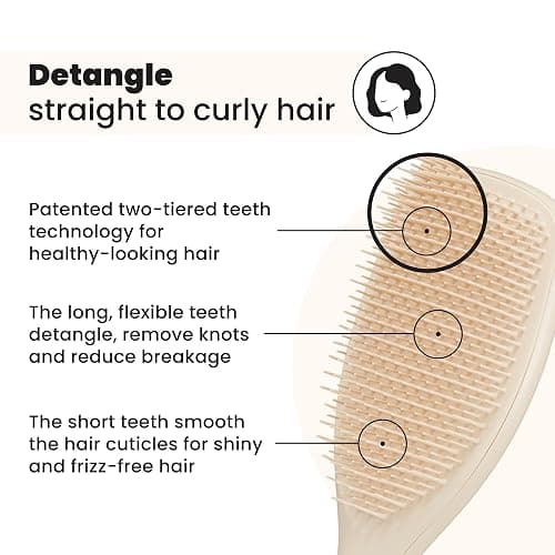 Tangle Teezer Large Ultimate Detangler Hairbrush for Wet & Dry Hair, Eliminates Knots & Reduces Breakage for Long, Thick, & Curly Hair Types, Vanilla thumbnail 2