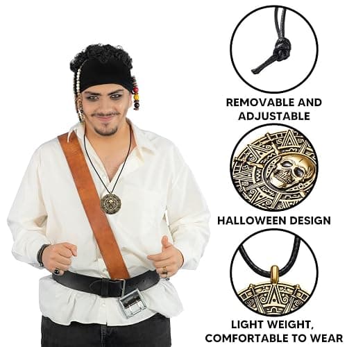 Spooktacular Creations Halloween Pirate Coin Necklace Pirate Skull Necklace for Men Women Pirates Costume Accessories thumbnail 2