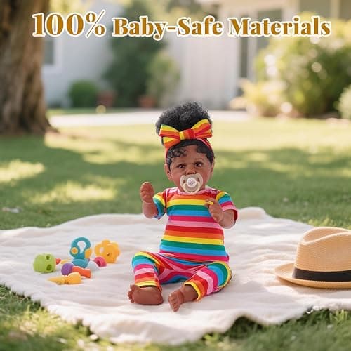 JIZHI Reborn Baby Dolls Black - Lifelike Soft Body African American Realistic-Newborn Girl Doll 20 Inch Best Birthday Gift Set and Toy Accessories Gift for Kids Age 3 - Macie thumbnail 6