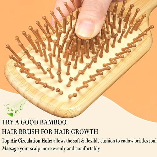 Adevwair Bamboo Hair Brush Natural Hairbrush for Hair Growth, Paddle Hair Brushes for Women Men Kids Massage Scalp, Wooden Detangler Brush for Wet Curly Thick Fine Thin Hair, DIY Wedding Party Gifts thumbnail 2