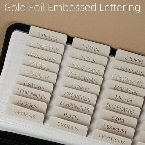 UPAFEXXI-Laminated Bible Tabs with Book Summaries(Gold Foil Embossed Lettering), Bible Tabs for Women and Men, Reposition Large Print Stickers, Easy to Read, 80Chapters Labels for Easy Navigation thumbnail 3