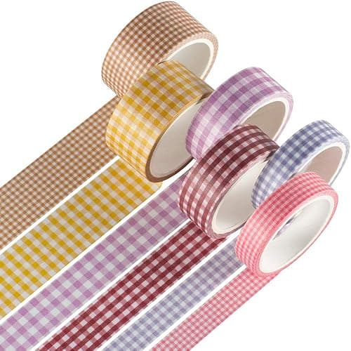 YUBBAEX 6 Rolls Plaid Washi Tape Set Basic Grid Masking Decorative Tapes for Arts, DIY Crafts, Journals, Planners, Scrapbooking, Wrapping (Basic Plaid) - Image 1