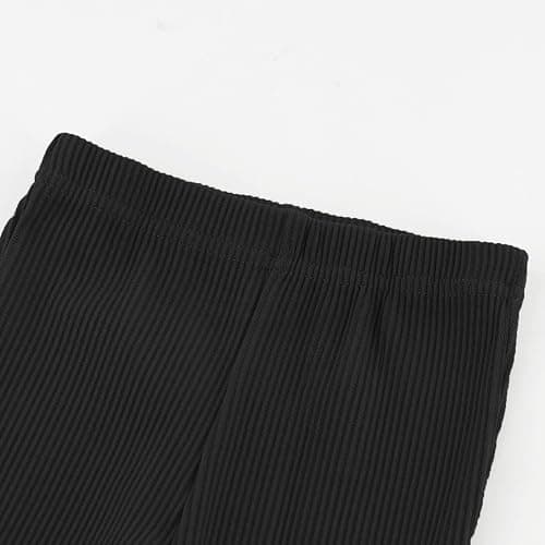 ACESTAR Girls Ribbed Knit Bell Bottom Pants Toddler Elastic Waist Ruffle Leggings Flared Pants (2-10 Years) thumbnail 2