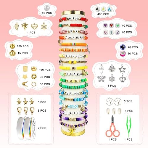 Redtwo 23000Pcs Clay Beads Friendship Bracelet Making Kit | 7 Boxes 144 Colors Beads Set for Friendship Jewelry Making Kit with Pendant Charms, Crafts Gifts for Girls Ages 6-12 Kids thumbnail 4