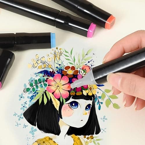 Hibtn 80-Colors Alcohol Graphic Sketch Twin Marker Pen, kids Children and Artist Permanent Sketch Manga Marker Pens Black thumbnail 7