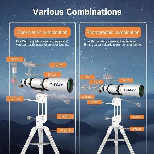 SVBONY SV503 Refractor Telescope, 102mm F7 Extra Low Dispersion Achromatic Refractor OTA, Dual-Speed Focuser, 90mm Back Focus, Telescope for Adults High Powered, for Deep Sky Planets Astrophotography thumbnail 8