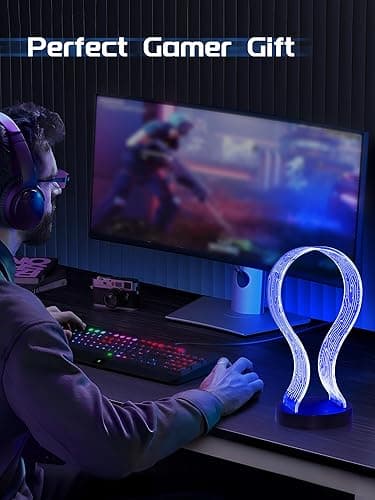 CoolGift Mart Light Up Headphone Stand with 16 Color Lights, PCB Pattern Acrylic Headset Stand with 1 USB and 1 Type-C Charging Ports, Gifts for Gamers Men and Music Lovers thumbnail 6