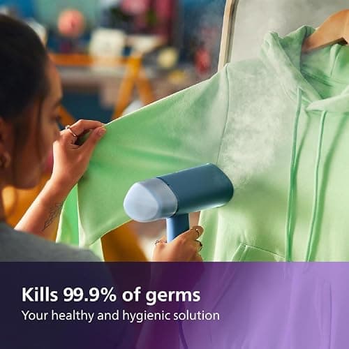 Philips 3000 Series Handheld Steamer, Compact & Foldable, Ready to Use in ˜30 Seconds, 1000W, up to 20g/min, No Ironing Board Needed, Blue (STH3000/20) thumbnail 6