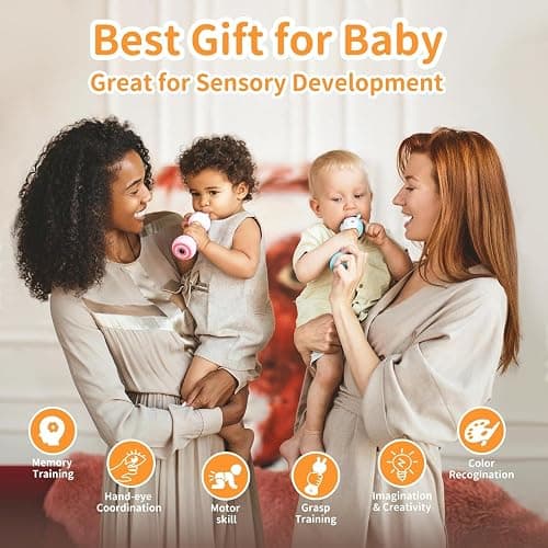 alilo Smarty Bunny Baby Rattle Musical Light Up Sensory Toys, Infants Newborns Baby Teething Toys 0-3-6-7-12 Months,1 Year Old boy/Girl Gifts 4 Music Modes and Color Recognition Function (Pink) thumbnail 6