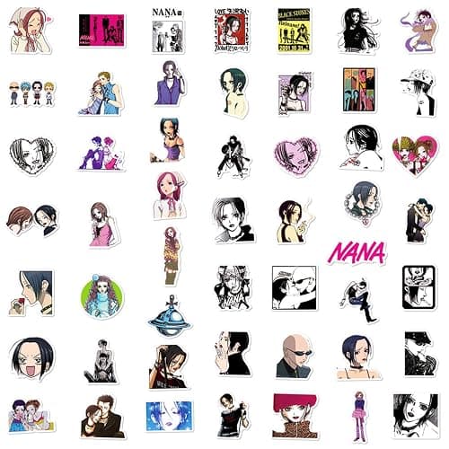 50PCS Anime Nana Sticker Set, Waterproof Vinyl Decals, Anime Character Collection for Laptop, Water Bottle Gifts Birthday Decorations (Gray) thumbnail 3
