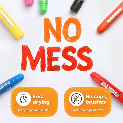 12 Colors Tempera Paint Sticks, No Mess, Quick-Drying & Non-Toxic Art Supplies, Easy-Grip for Toddlers and Kids, Works Great on Paper, Wood, Glass, Canvas, Gifts for Drawing on Various Objects thumbnail 7