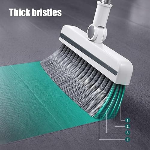 3-in-1 Broom and Dustpan Set with Cleaning Teeth, 38" Stainless Steel Long Handle,Standing Storage, Indoor Sweeping Combo for for Home & Kitchen, Brooms with Dustpan Combo Set, White thumbnail 7