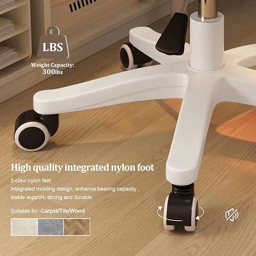HDHNBA Small Desk Chair Round Rolling Chair with Back PU Leather Height Adjustable Swivel Vanity Work Computer Stool Chair for Home Office Bedroom thumbnail 6