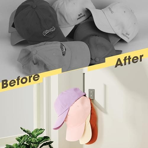 2 Pack Hat Racks for Baseball Caps, Stainless Steel Hat Organizer for Baseball Cap, Hat Holder Storage Organizer, Hat Hanger Strong Adhesive/Wall Drilled for Door, Bedroom, Closet(Light Grey 6 in) thumbnail 7