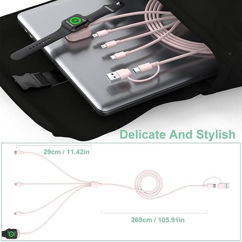Travel 6-in-1 Multi USB C Universal Apple Smart iWatch Fast Charging Cable,3M Type C+USB A Watch Charger+Lightning*2+Type C Cord Combo Adapter for iWatch Series 8 7 6 5 4 3 2 SE/iPhone 14 13/iPad thumbnail 7