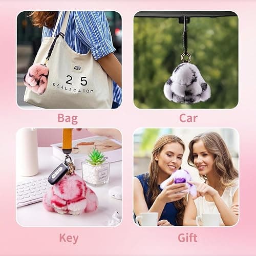 Bunny Keychain with Tin Handmade Soft Plush Rabbit Keychain with Best Wishes Card & Ribbon Bunny Bag Charm thumbnail 5
