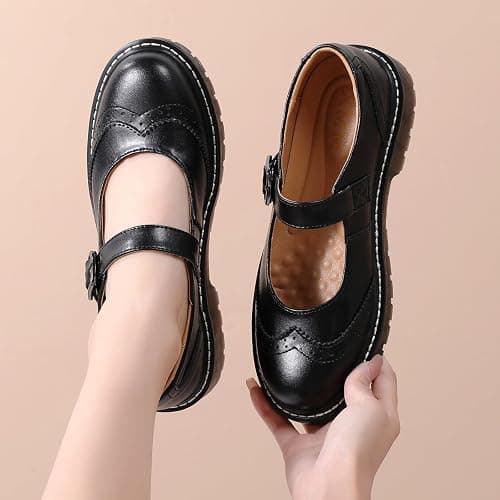 XMM Mary Jane Shoes Women Mary Janes Flats Ladies Oxford Shoes for Women Comfort Leather Round Toe Non-Slip Dressy Casual Cute Girls School Work Shoes thumbnail 7