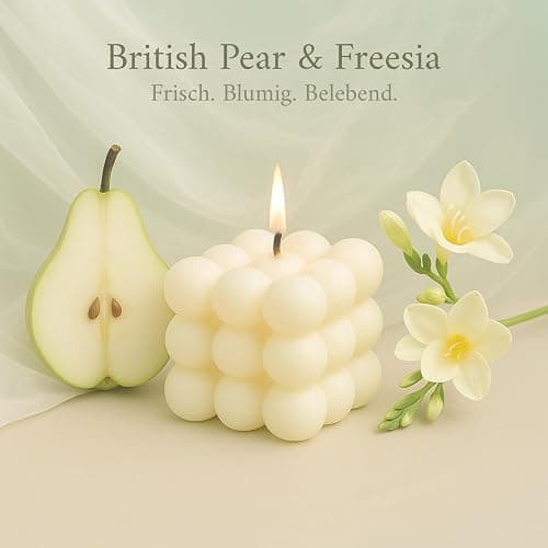 Zenith Gaia Bubble Kerze Aus 100% Natürlichem Sojawachs - Beige 6x6x6cm - Britische Birne & Freesie - Handgemacht - Perfekte Deko Kerze Für Wohnzimmer Schlafzimmer Meditation - Clean Girl Aesthetic thumbnail 6