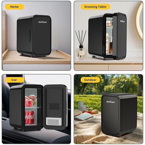 Enventor Mini Fridge 6 Litre/ 8 Can, AC+12V DC Power, Portable Cooler & Warmer, Small Fridge for Bedrooms, Car, Skincare, Fruit and Drinks, Black thumbnail 9