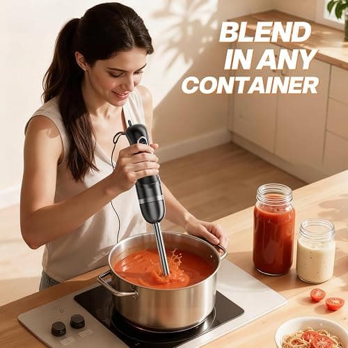Immersion Blender Handheld, Corded Electric Blenders Portable Stick Mixer with 2 Mixing Speed and Stainless Steel Blades Emulsifier for Effortless Blending Soup, Smoothies, Puree or Baby Food thumbnail 7