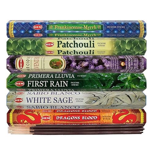 Hem Incense Sticks Variety Pack #23-120 Insence-Sticks (6 Incents x 20 Insense) + Incense Stick Holder with 6 Most Liked Scents Including Patchouli Dragons Blood White Sage Frankincense-Myrrh thumbnail 3