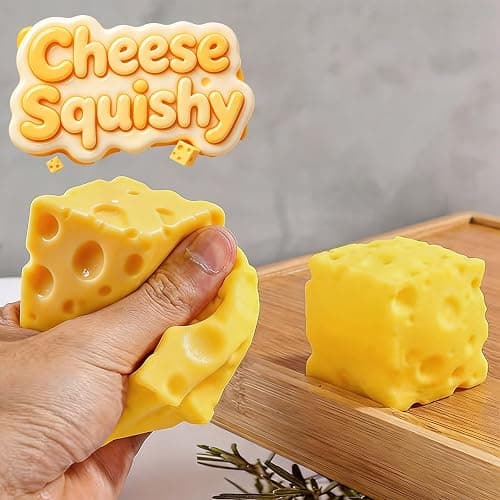 Cheese Squishy Food Squishy Stress Relief Fidget Toy Stress Relief Original Sensory Stress Balls Gifts for Adults Kids Friends (Yellow-1 Pack) thumbnail 5