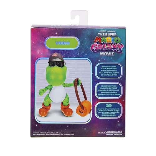 The Super Mario Galaxy Movie 5” Action Figures Series 1 – Yoshi Figure with Hat, Sunglasses, and Satchel Accessories - Premium Details 20 Points of Articulation thumbnail 5