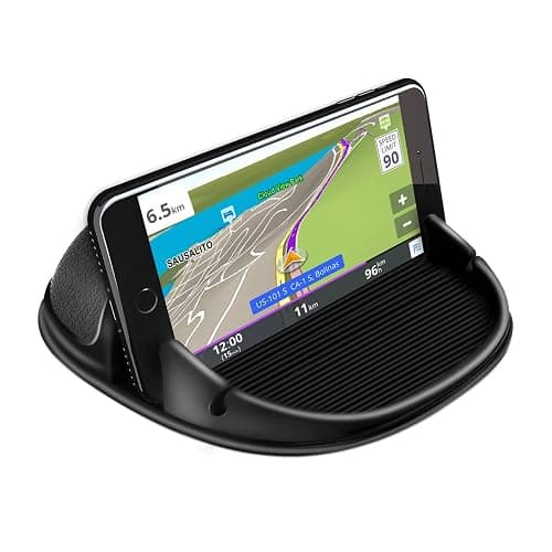 Loncaster Car Phone Holder, Car Phone Mount Silicone Car Pad Mat for Various Dashboards, Slip Free Desk Phone Stand Compatible with iPhone, Samsung, Android Smartphones, GPS Devices and More, Black - Image 1
