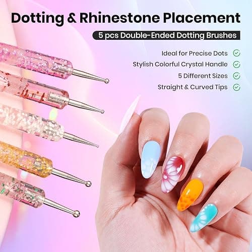 Beetles Nail Art Brushes 31pcs and Blooming Gel Set Clear UV LED Aura Nails Gel Polish for Spreading Effect Marble Natural Stone Watercolor Floral Print Soak Off Dotting Tools, Nail Art Pens thumbnail 5
