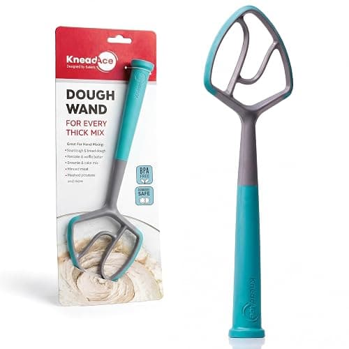 KneadAce Dough Wand, Reinvented Danish Dough Whisk for Sourdough Mixing | Rigid one-piece design, silicone grip and scraping edges, stands upright, dishwasher safe, thoughtful gift for bakers - Image 1