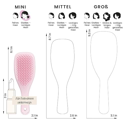 Tangle Teezer Ultimate Detangler Haarbürste, beseitigt Knoten & reduziert Bruch, Mini-Haarbürste für Reisen, kleine Hände & alle Haartypen, Millennial Pink - Millennial Pink thumbnail 6