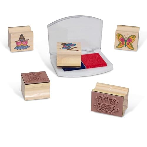 Melissa & Doug Deluxe Wooden Stamp and Coloring Set – Fairy Tale (30 Stamps, 6 Markers, 2 Durable 2-Color Stamp Pads) Fairy Tale-Themed Wooden Stamps for Kids and Coloring Activity Set thumbnail 3