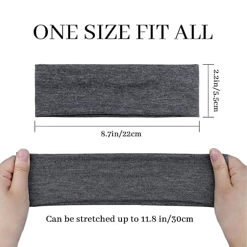 AWUMBUK Stirnband Damen Sport, 8 Pack Haarband Schwarz Haarbänder Damen Herren Antirutsch Stirnbänder Elastisch Headband Unisex Hair Band Sport Yoga Workout Laufen Fitness Gym Haarschmuck thumbnail 7