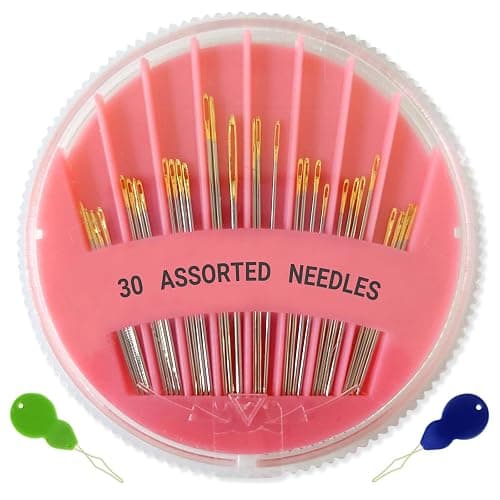 30 Pack Premium Hand Sewing Needles, Assorted Sizes, Large Eye Stitching Needles for Sewing, Repair & Embroidery - Image 1