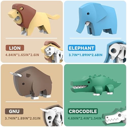 Magnetic Animal Building Toys, STEM Toddler Learning Toys 3D Puzzle Animals for Boys Girls, Educational Magnetic Travel Montessori Toy Lion Elephant Crocodile, Unique Birthday Gift for Kids 3 4 5 6 7 thumbnail 7