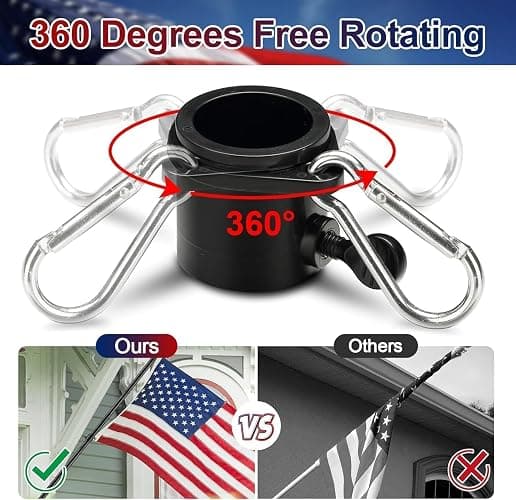 Barcetine Black Flag Poles for Outside House - 5ft Tangle Free Flag Pole for House,Heavy Duty Metal Flagpole,Outdoor Flagpoles Residential for Porch,Fence (Without Bracket) thumbnail 3