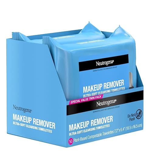Neutrogena Makeup Remover Wipes, Daily Facial Cleanser Towelettes, Gently Cleanse and Remove Oil & Makeup, Alcohol-Free Makeup Wipes, 2 x 25 ct thumbnail 9