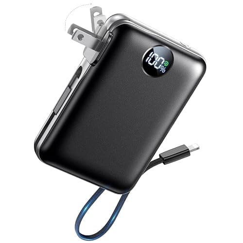 Portable Charger with Built in Cables & Wall Plug,10000mAh Power Bank, 4 Outputs,22.5W USB C Fast Charging,Slim Travel Essential Battery Pack with LED Display for iPhone 17/16/15/14 Series, Samsung - Image 1