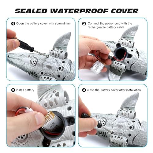fromeasy Remote Control Dinosaur Toys for Kids 3 4 5 6 7, Mosasaurus Diving Toys RC Boat with Light and Spray Water for Swimming Pool Lake Bathroom Ocean Protector Bath Toys thumbnail 3