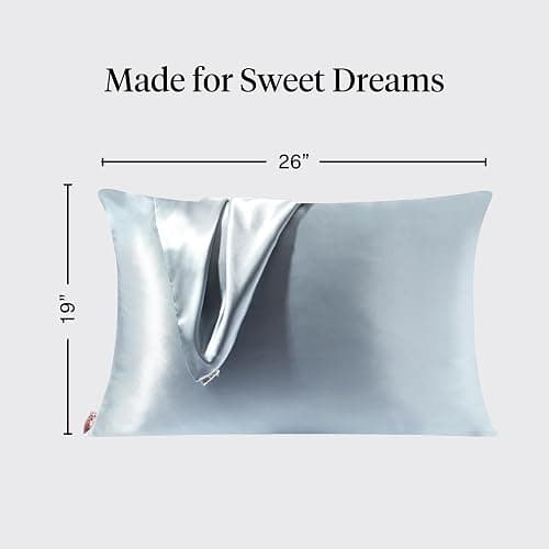 Kitsch Satin Pillowcase with Zipper - Standard Size, Haze Blue | Softer Than Silk Pillow Cases, Smooth Cooling Satin Pillow Case for Hair and Skin, Wrinkle-Free, Machine Washable thumbnail 2
